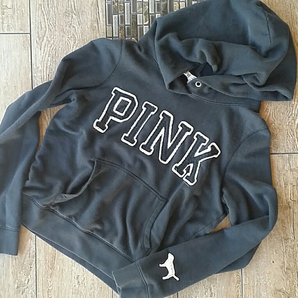 PINK Victoria's Secret Tops - "PINK" BLACK HOODIE